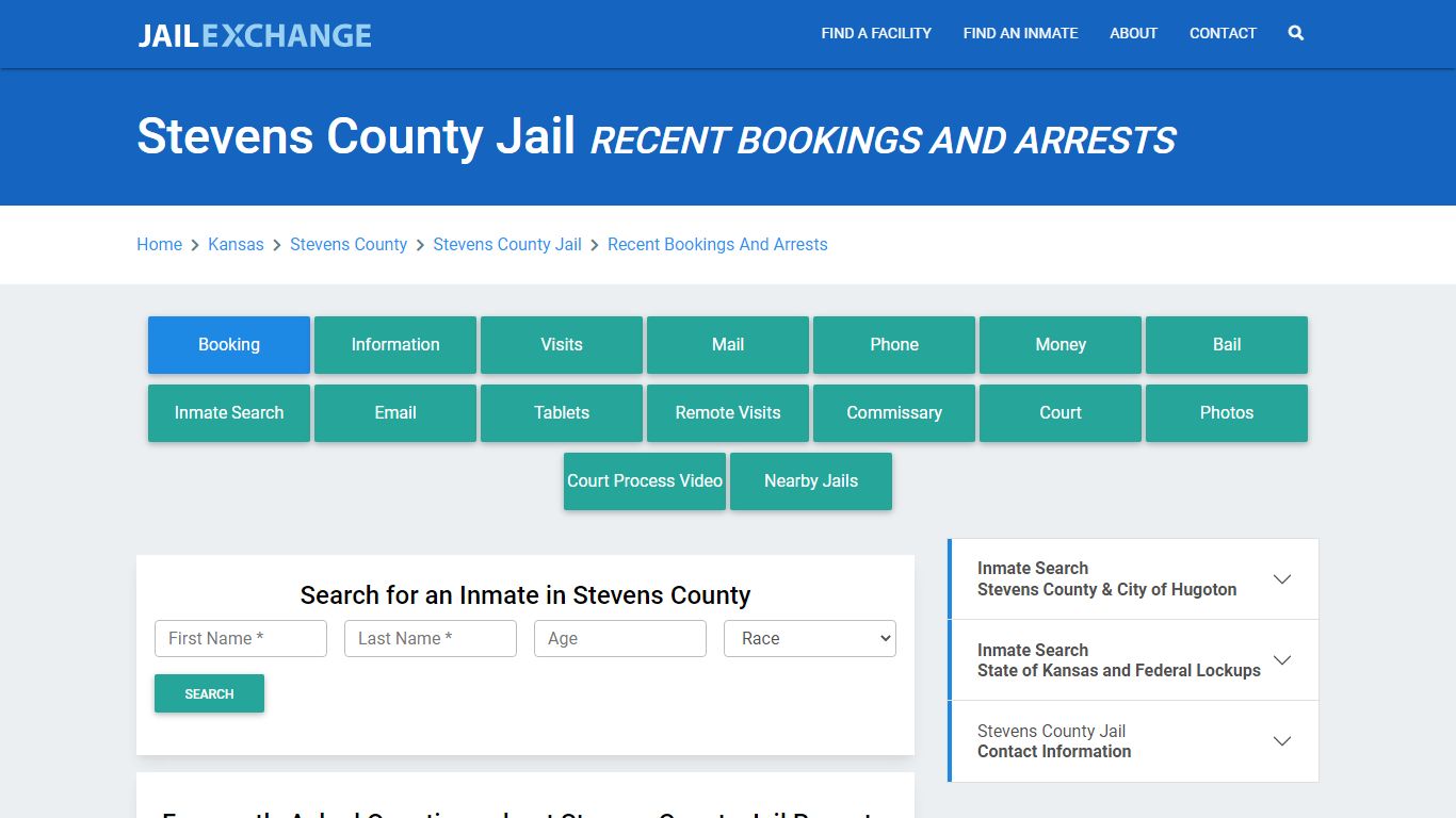 Stevens County Jail KS Recent Arrests and Bookings - Jail Exchange