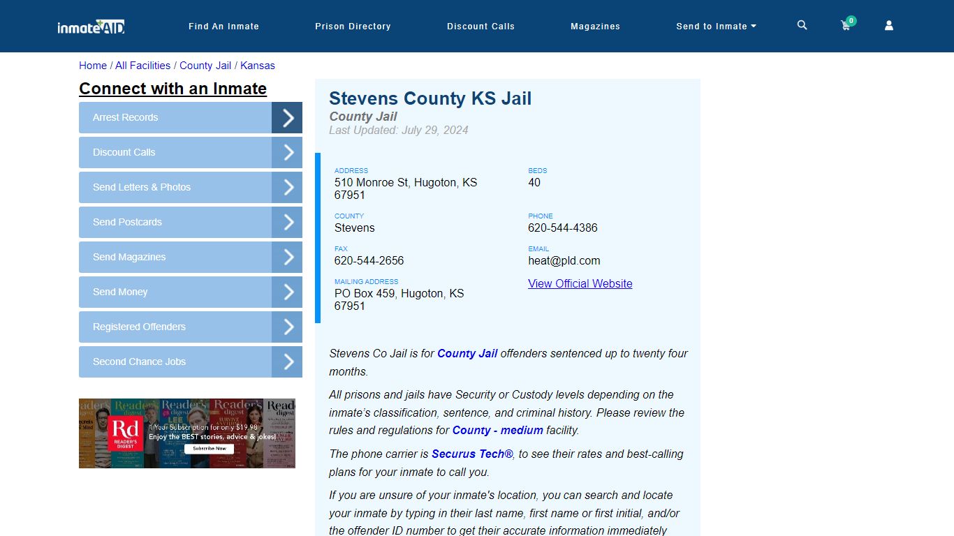 Stevens County KS Jail - Inmate Locator